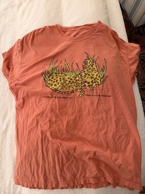 LONELY GHOST Coral Short Sleeve Tee with Leopard Graphic